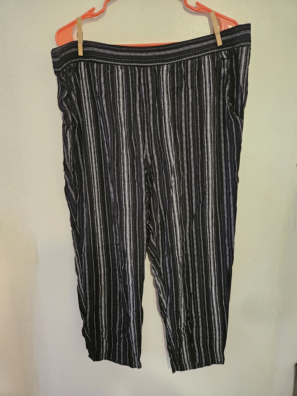 Jessica Simpson Black and Gray Striped Wide-Leg Pants